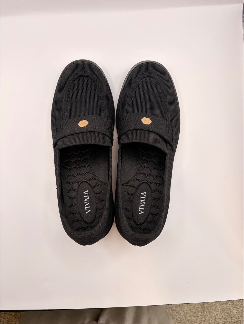 Vivaia Round-Toe Platform Chunky Heel Loafers Francesca Size 7.5 Black Knit - Picture 5 of 16
